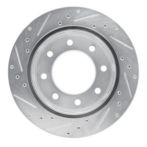 Chevrolet Express 3500 Brake Rotor (1) - Rear Right - R1 Concepts - Drilled & Slotted - Silver - `99-`25